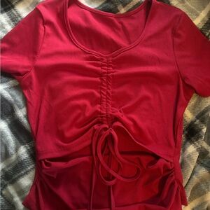 Red Ruched Women's Top